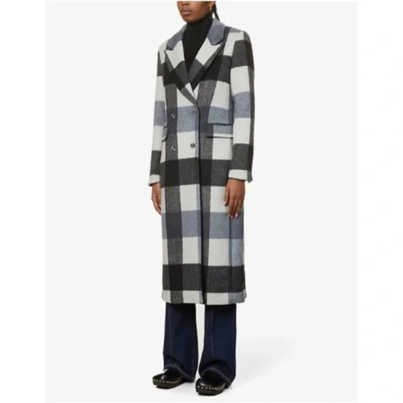 NWT Reformation York Coat in Light Grey Plaid Size L #1465 - Picture 2 of 12